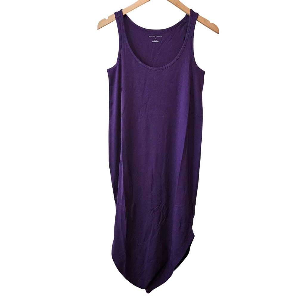 Universal Standard Geneva Dress Purple Pima Cotton Asymmetric Hem Size 00-0